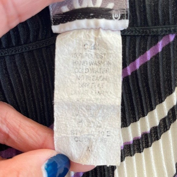 VTG C.O.C. USA Micro Pleated Striped Plisse Top Black Purple, XL Avant Garde Y2K - Picture 13 of 13